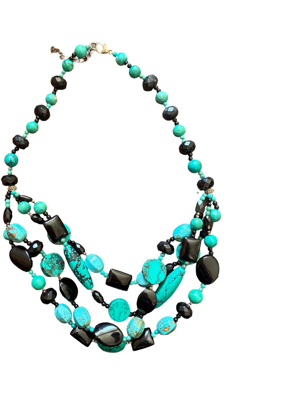Vintage Lucas Lameth Turquoise & Black Stone Necklace